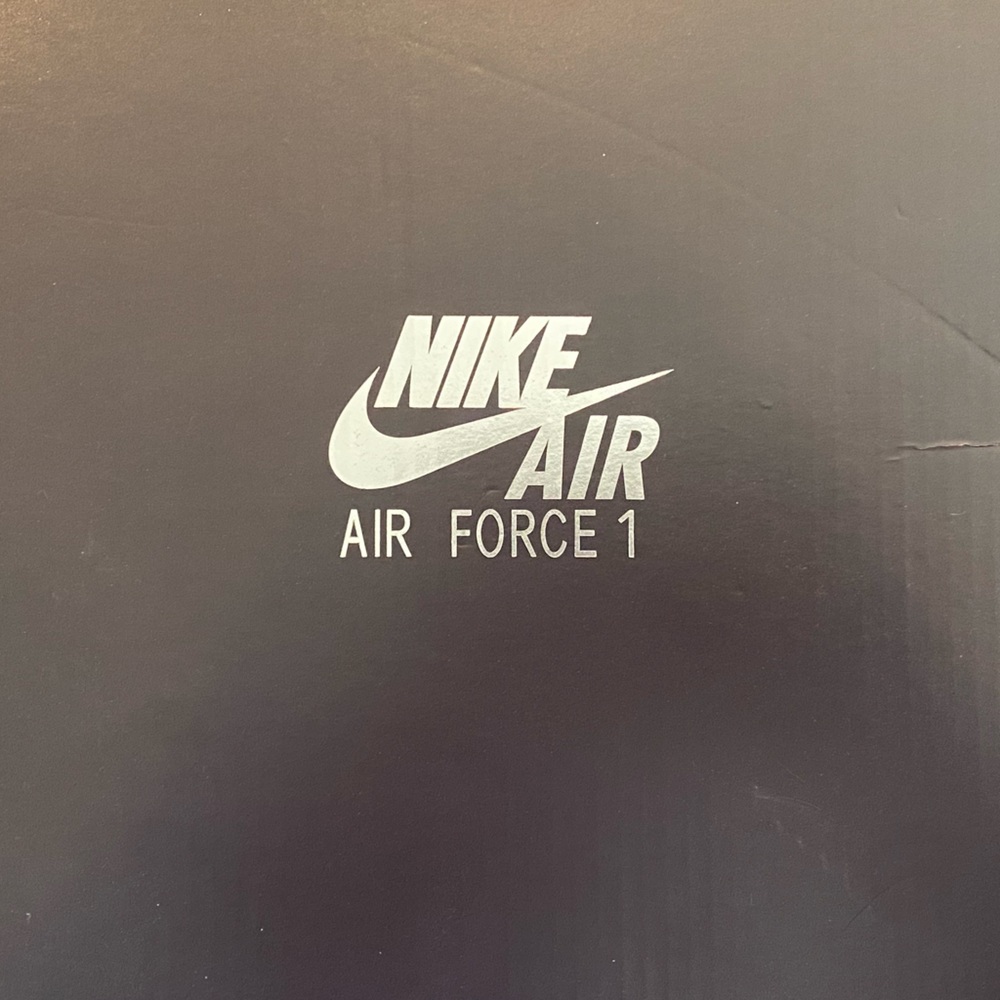 Air force 1s. white with print, size 7.5